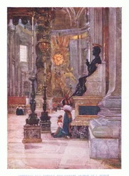 Interno di San Pietro, la statua in bronzo di Pietro, da Roma pubblicato da A & C Black Ltd, 1925